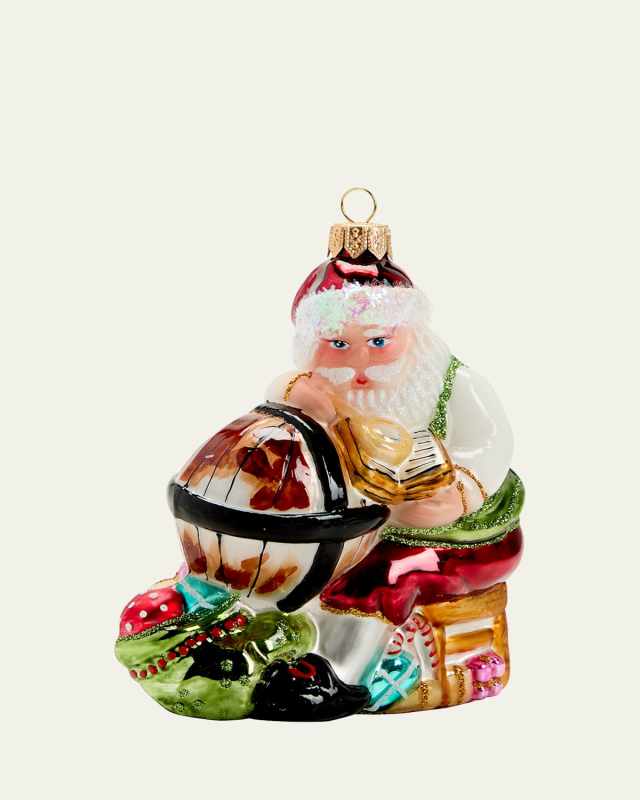 Santa with Globe Christmas Ornament